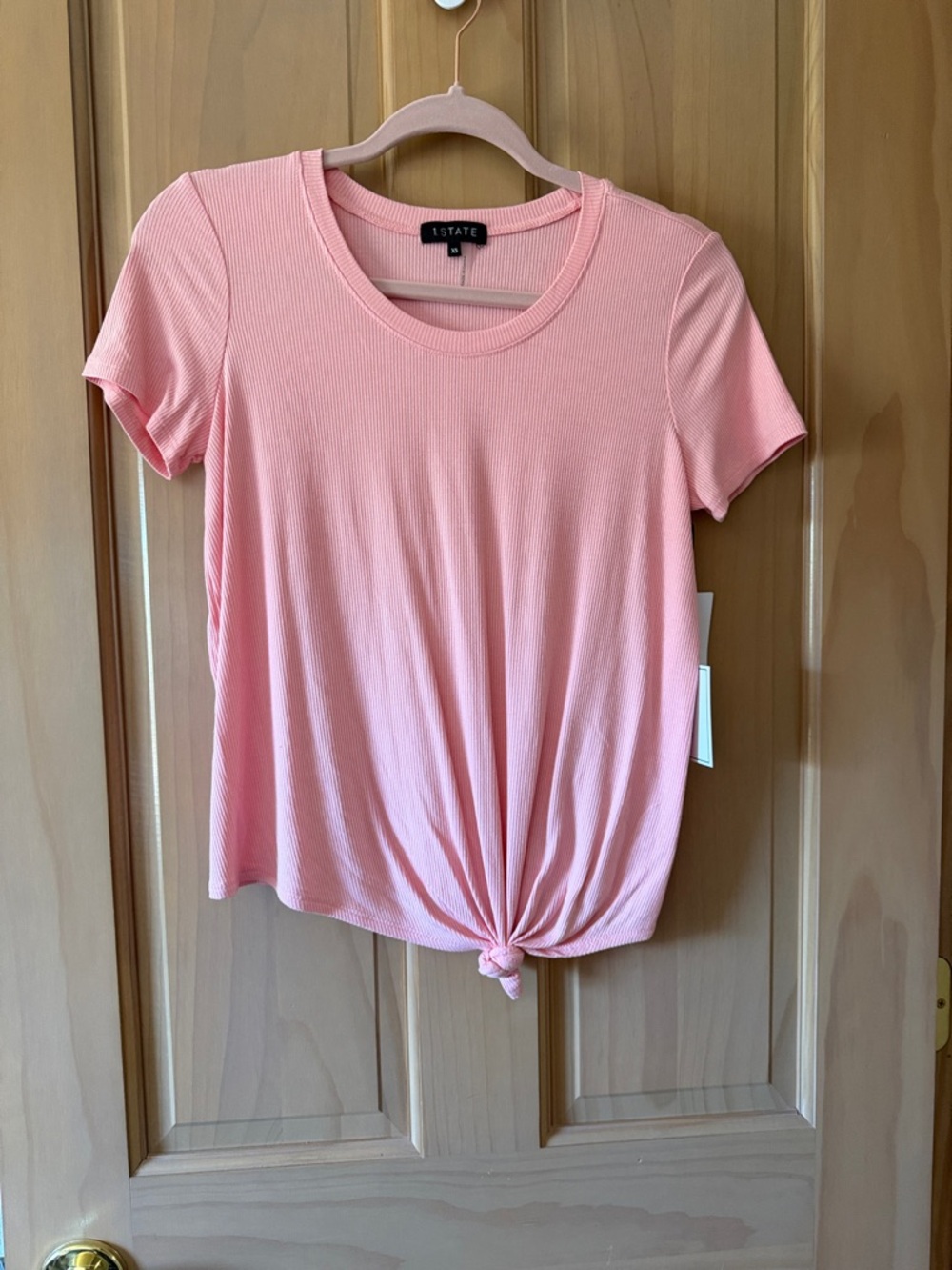 1. State Soft Pink Short Sleeve Knot Tee